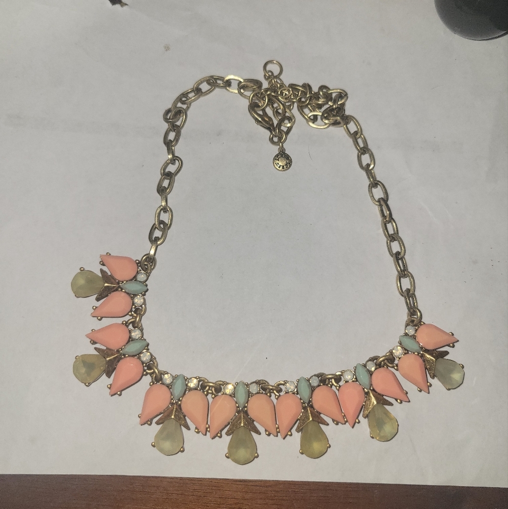 J.Crew Elegant Gold and Pink Statement Necklace